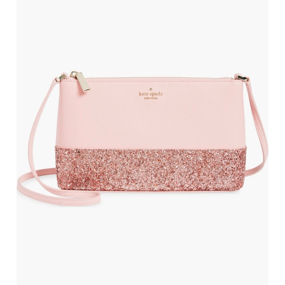 Kate Spade New York Flash Pink Glitter and Fabric Crossbody handbag